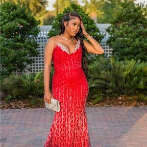 Strapless Red Sequin Dress